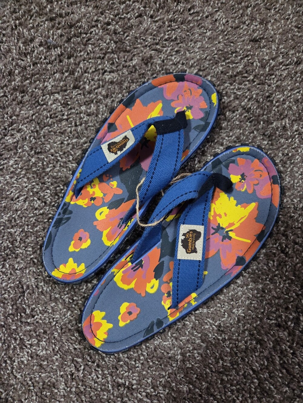 Gumbies Floral Flip Flop Sandals NWOT Size EU 39 USW7/8 Retro Tropical Print